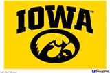 Poster 36"x24" - Iowa Hawkeyes Tigerhawk Oval 01 Black on Gold