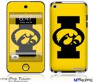 iPod Touch 4G Decal Style Vinyl Skin - Iowa Hawkeyes Tigerhawk Oval 02 Black on Gold