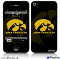 iPhone 4 Decal Style Vinyl Skin - Iowa Hawkeyes Herkey Gold on Black (DOES NOT fit newer iPhone 4S)