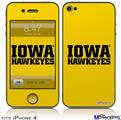 iPhone 4 Decal Style Vinyl Skin - Iowa Hawkeyes 01 Black on Gold (DOES NOT fit newer iPhone 4S)
