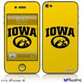 iPhone 4 Decal Style Vinyl Skin - Iowa Hawkeyes Tigerhawk Oval 01 Black on Gold (DOES NOT fit newer iPhone 4S)