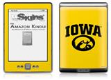 Iowa Hawkeyes Tigerhawk Oval 01 Black on Gold - Decal Style Skin (fits 4th Gen Kindle with 6inch display and no keyboard)
