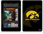 Amazon Kindle Fire (Original) Decal Style Skin - Iowa Hawkeyes Herkey Gold on Black