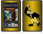 Amazon Kindle Fire (Original) Decal Style Skin - Iowa Hawkeyes Herky on Black and Gold