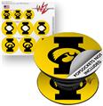 Decal Style Vinyl Skin Wrap 3 Pack for PopSockets Iowa Hawkeyes Tigerhawk Oval 02 Black on Gold (POPSOCKET NOT INCLUDED)