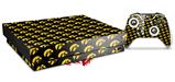 Skin Wrap for XBOX One X Console and Controller Iowa Hawkeyes Tigerhawk Tiled 06 Gold on Black