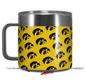 Skin Decal Wrap for Yeti Coffee Mug 14oz Iowa Hawkeyes Tigerhawk Tiled 06 Black on Gold - 14 oz CUP NOT INCLUDED by WraptorSkinz