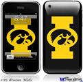 iPhone 3GS Skin - Iowa Hawkeyes Tigerhawk Oval 02 Gold on Black