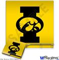 Decal Skin compatible with Sony PS3 Slim Iowa Hawkeyes Tigerhawk Oval 02 Black on Gold