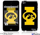 iPod Touch 4G Decal Style Vinyl Skin - Iowa Hawkeyes Tigerhawk Oval 02 Gold on Black