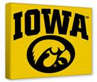 Gallery Wrapped 11x14x1.5  Canvas Art - Iowa Hawkeyes Tigerhawk Oval 01 Black on Gold