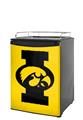 Kegerator Skin - Iowa Hawkeyes Tigerhawk Oval 02 Black on Gold (fits medium sized dorm fridge and kegerators)