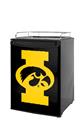 Kegerator Skin - Iowa Hawkeyes Tigerhawk Oval 02 Gold on Black (fits medium sized dorm fridge and kegerators)