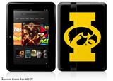 Iowa Hawkeyes Tigerhawk Oval 02 Gold on Black Decal Style Skin fits 2012 Amazon Kindle Fire HD 7 inch